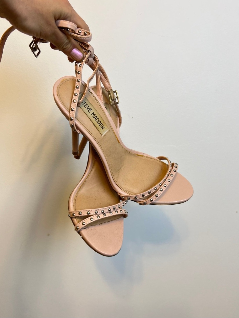 Steve Madden Blush Studded Ankle-Strap Heels